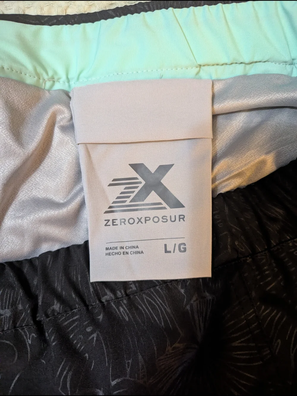 ZeroXposur Black Tropical Performance Swim Shorts, Size L